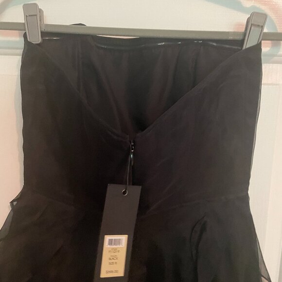 NWT! Rachel Zoe Strapless 100% Silk Black Ruffle Dress (Size 8) - Picture 15 of 16